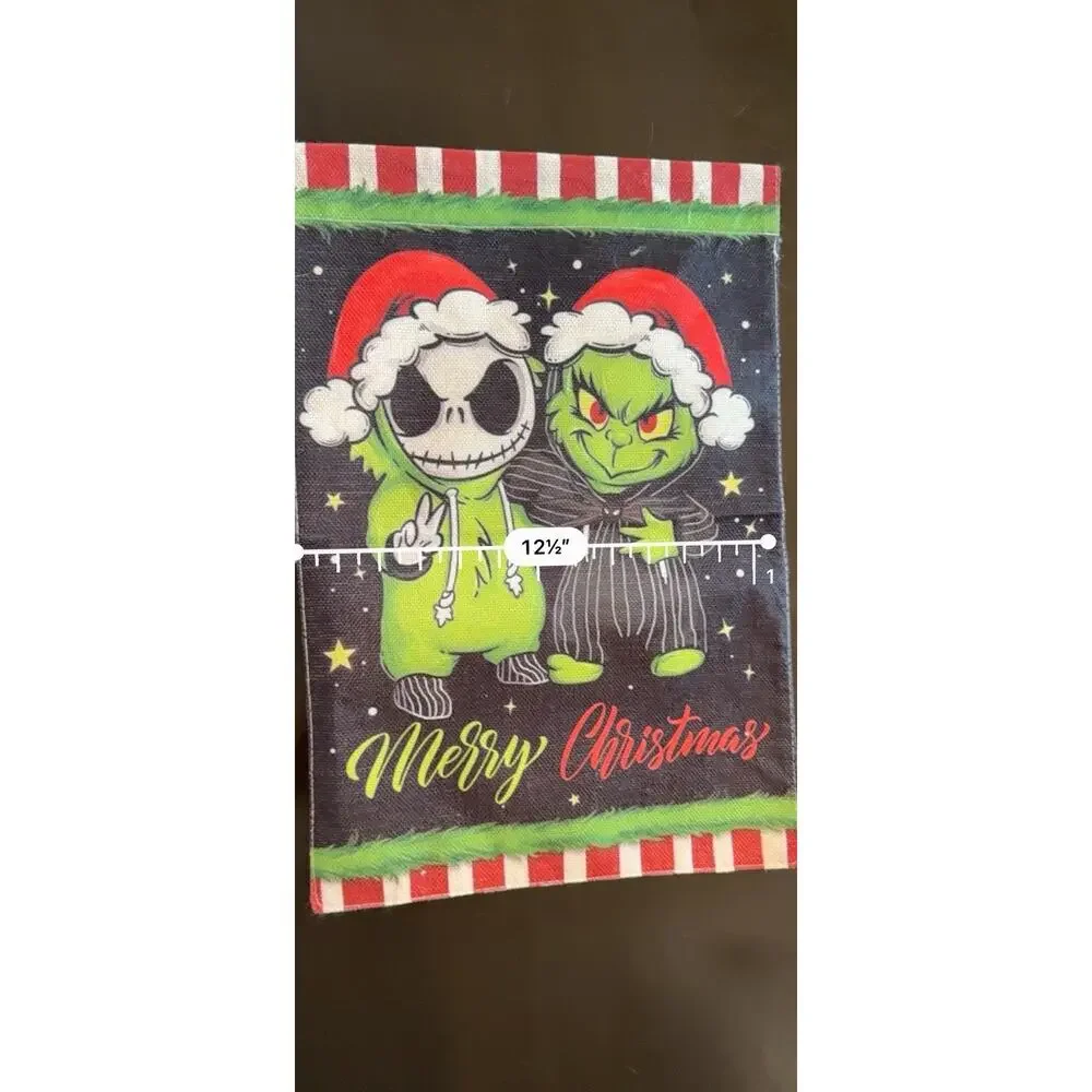 Nightmare Before Christmas Inspired Garden Flag Merry Christmas Jack Grinch